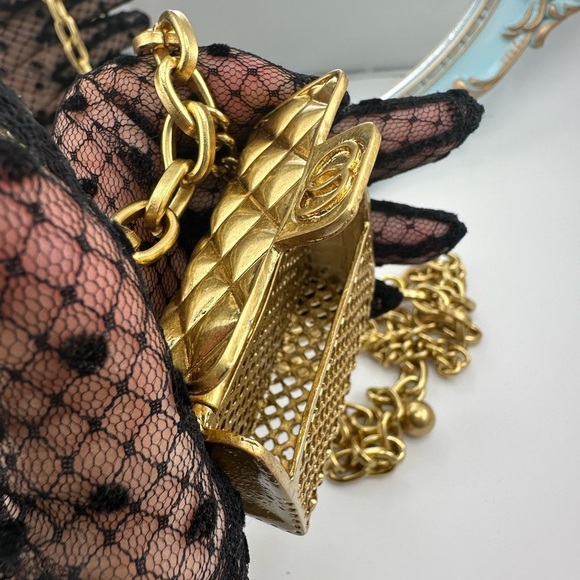 Anthropologie Fashion Tassel Silver Chain Belt with mini Bag Trendy! - Picture 6 of 16